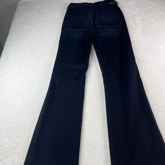 MOTHER The Hustler Roller Skimp Flare Jeans Blue Denim Front Seam High Rise 26 - Picture 2 of 12